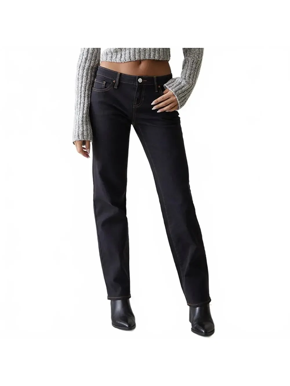 Pacsun Stretch Black Low Rise Straight Leg Jeans NWT Dominique Size 24